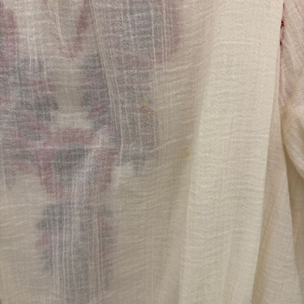 Tory Burch Mari Peasant Top Size Medium Embroidered Floral Cream Red - Picture 6 of 8